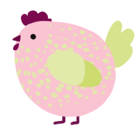 A rose and lemon chicken with a speckle pattern