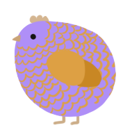 A lilac and orange chicken with a lace pattern
