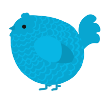 A cerulean chicken with a lace pattern