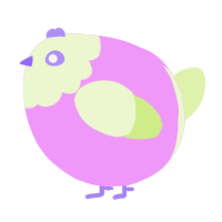A lavender and apple chicken with a head pattern