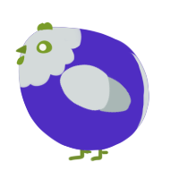 A indigo and silver chicken with a head pattern