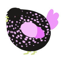 A sable and lavender chicken with a speckle pattern