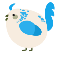 A cream and sky chicken with a neck-speckle pattern