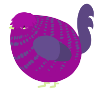 A plum and overcast chicken with a bar pattern