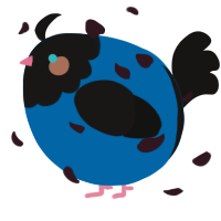 A sapphire and sable chicken with a head pattern