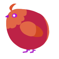 A crimson and vermilion chicken with a head pattern