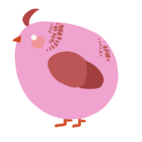 A pink and red chicken with a neck-band pattern