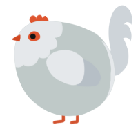 A silver and mist chicken with a head pattern