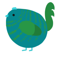 A teal and viridian chicken with a bar pattern
