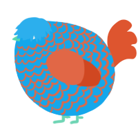 A sky and vermilion chicken with a lace pattern