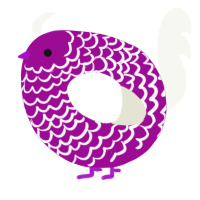 A plum and white chicken with a lace pattern