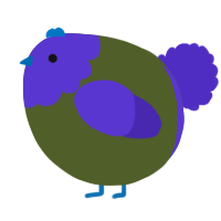 A olive and indigo chicken with a head pattern