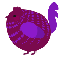 A wine and violet chicken with a bar pattern