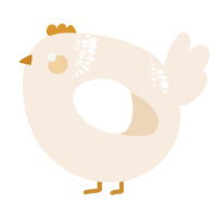 A cream chicken with a neck-band pattern