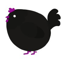 A sable and black chicken with a head pattern
