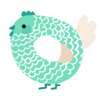A mint and cream chicken with a lace pattern