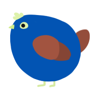 A ultramarine and russet chicken