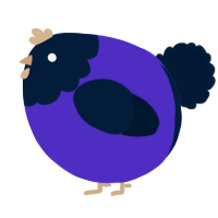 A indigo and tumblr chicken with a head pattern