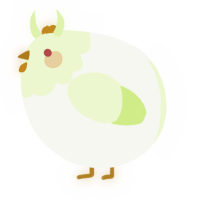 A white and apple chicken with a head pattern