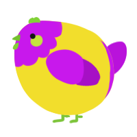 A yellow and amethyst chicken with a head pattern