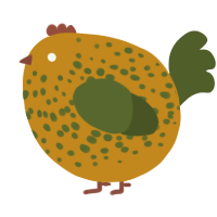A ochre and olive chicken with a speckle pattern
