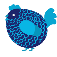A navy and cerulean chicken with a lace pattern