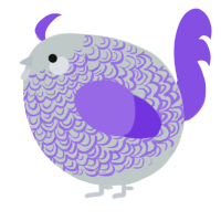A silver and blurple chicken with a double-lace pattern