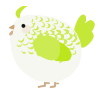 A white and lime chicken with a half-lace pattern