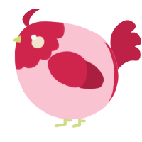 A rose and crimson chicken with a head pattern