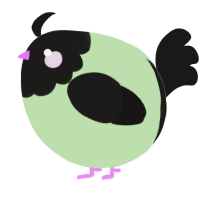 A gluppy and sable chicken with a head pattern