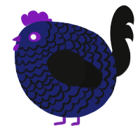 A navy and black chicken with a lace pattern