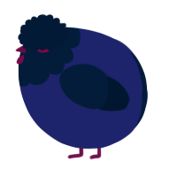 A navy and tumblr chicken with a head pattern