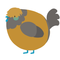 A gold and grey chicken with a head pattern