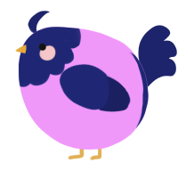 A lavender and navy chicken with a head pattern