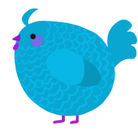 A cerulean chicken with a lace pattern