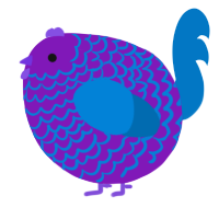A violet and sapphire chicken with a lace pattern