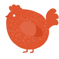 A vermilion chicken with a speckle pattern