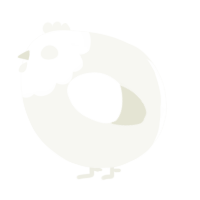 A white chicken with a head pattern