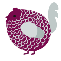 A wine and silver chicken with a lace pattern