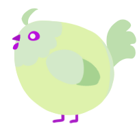 A apple and gluppy chicken with a head pattern