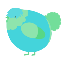 A aqua and spring chicken with a head pattern