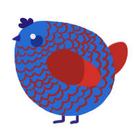 A orange and aqua chicken with a lace pattern