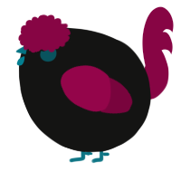 A black and maroon chicken