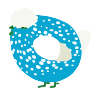 A cerulean and white chicken with a speckle pattern