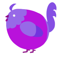 A amethyst and blurple chicken with a head pattern