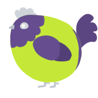 A lime and overcast chicken with a head pattern