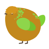 A ochre and grass chicken with a neck-speckle pattern