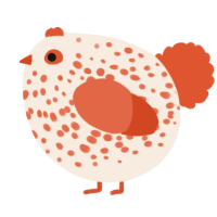 A cream and vermilion chicken with a speckle pattern