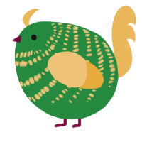 A viridian and honey chicken with a bar pattern