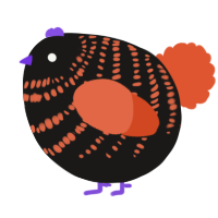 A sable and vermilion chicken with a bar pattern
